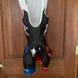 Women's Cycling Bib Shorts, Panache, XS, Black, Red, Blue, White